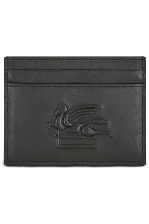 Etro Porte-cartes en cuir à motif Pegaso embossé