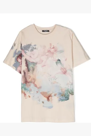 Balmain Robe-chemise en coton à logo imprimé