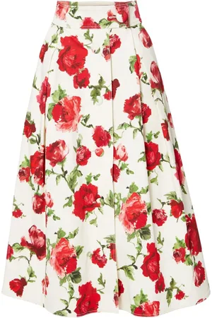 Carolina Herrera Jupe trapèze à fleurs imprimées