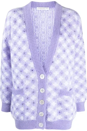 Alessandra Rich Cardigan strassé à carreaux