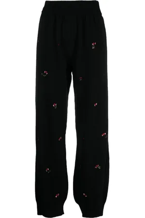 Barrie Pantalon cachemire à fleurs bordées