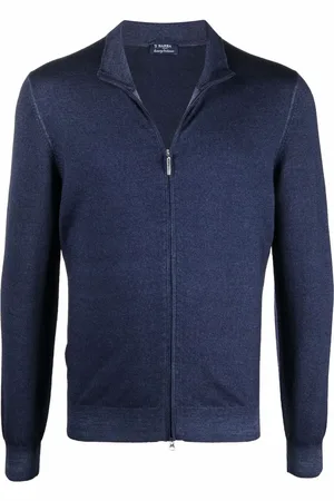 BARBA Cardigan en laine vierge à fermeture zippée