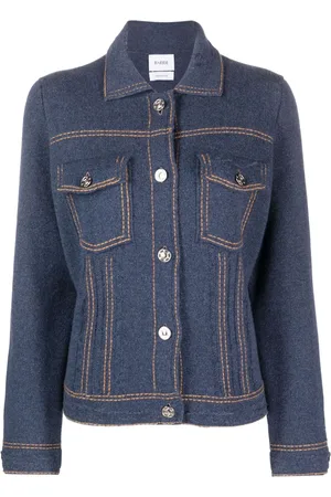 Barrie Cardigan effet denim à coutures contrastantes