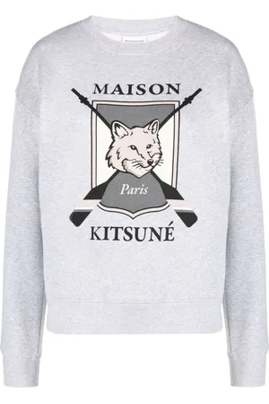 Maison Kitsuné Sweat en coton chiné à motif renard