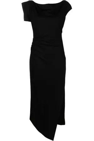 DEL CORE Robe mi-longue asymétrique à fronces