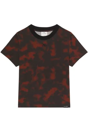 Courrèges T-shirt en coton à effet écaille de tortue