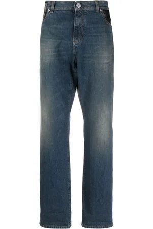 Balmain Jean droit à poches en cuir