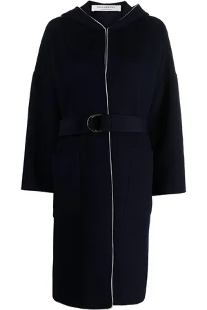 Serafini Manteau en laine ceinturée à capuche