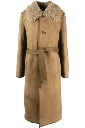 LEMAIRE Manteau en cuir à col en peau lainée
