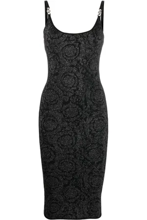VERSACE Robe en maille métallisée à motif Barocco