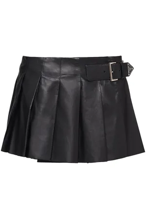 Prada Minijupe en cuir à design plissé
