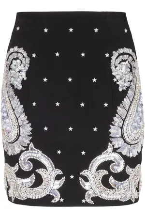 Balmain Minijupe à motif cachemire brodé