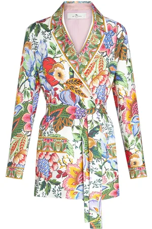 Etro Veste ceinturée en soie à fleurs