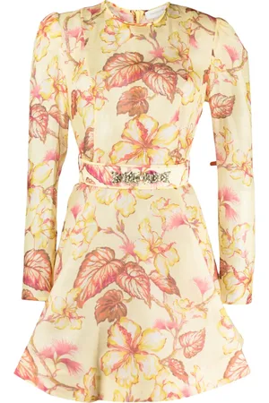ZIMMERMANN Robe courte plissée Hibiscus à fleurs