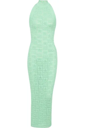 Balmain Robe mi-longue en maille à motif monogrammé