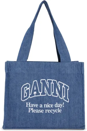 Ganni Sac porté épaule en jean à logo imprimé