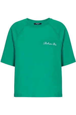 Balmain T-shirt crop à logo Signature brodé