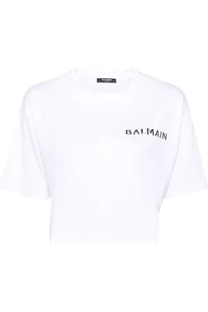 Balmain T-shirt crop à logo appliqué