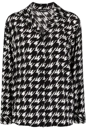 ANINE BING Blouse en crêpe à motif pied-de-poule