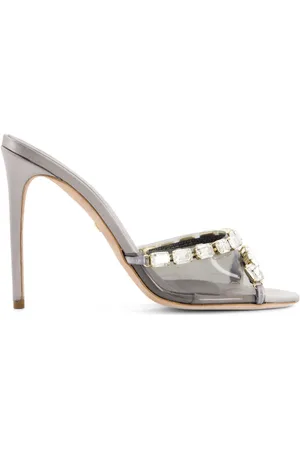 Giambattista Valli Mules en cuir à ornements en cristal 90 mm