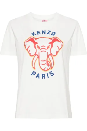 Kenzo T-shirt en coton à imprimé éléphant