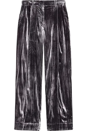 Ganni Pantalon droit à fini velours