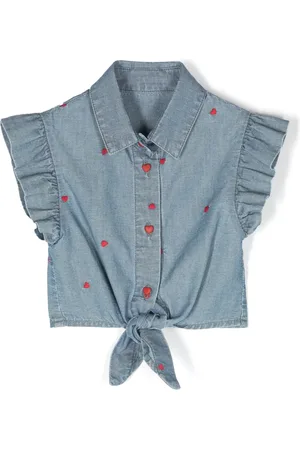 Lapin House Chemise en chambray à logo brodé