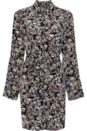Zadig & Voltaire Robe-chemise en soie à imprimé végétal