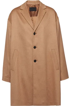 Prada Manteau en poils de chameau à patch logo