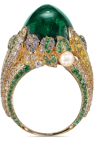 Anabela Chan Bague Emerald Sugarloaf Berry en jaune 18ct