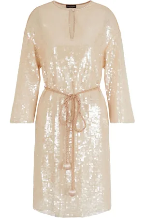 Emporio Armani Robe ornée de sequins à taille ceinturée