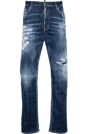 Dsquared2 Jean droit Dark Ripped Cast Wash Bro