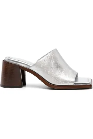 Marine Serre Mules Ms en cuir laminé