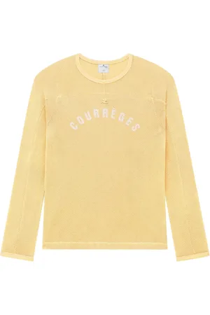 Courrèges T-shirt en résille à logo imprimé