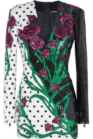 Balmain Robe ornée de sequins à col v