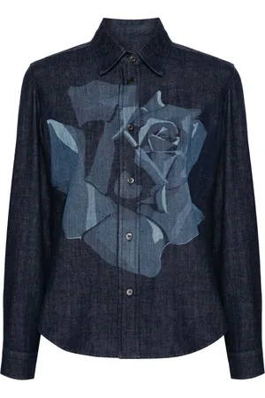 Kenzo Jupe en jean à rose imprimée