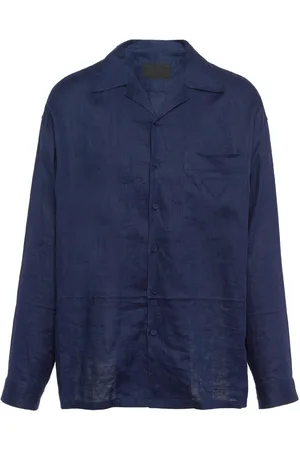 Prada Chemise en lin à col cranté