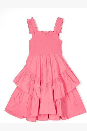 Twin-Set Robe mi-longue en coton à volants