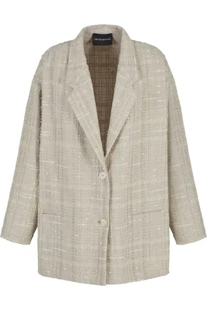 Emporio Armani Blazer en tweed à simple boutonnage