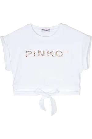 Pinko T-shirt crop à ornements en cristal