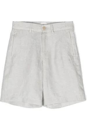 ELEVENTY Short en lin à patch logo