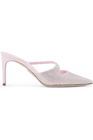RENE CAOVILLA Mules satinées à ornements en cristal