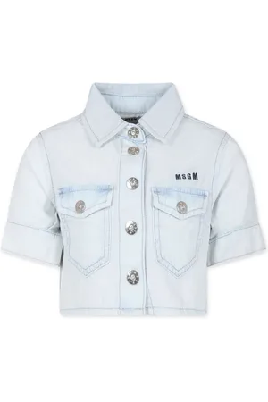 Msgm Chemise crop à logo brodé