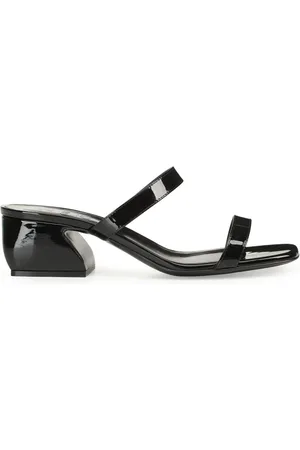 Chaussures SERGIO ROSSI En Satin Noir Et Cuir - Taille 39 (UK6), Talon Moyen, Occasion