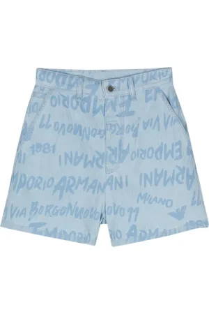 Emporio Armani Short en chambray à logo imprimé