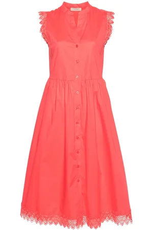 Twin-Set Robe en popeline à coupe mi-longue