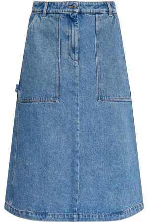 Maison Kitsuné Jupe longueur midi en jean à logo brodé