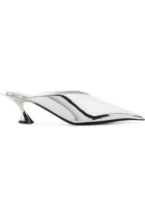MUGLER Mules en cuir métallisé 55 mm