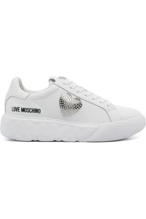 Moschino Baskets en cuir à logo imprimé