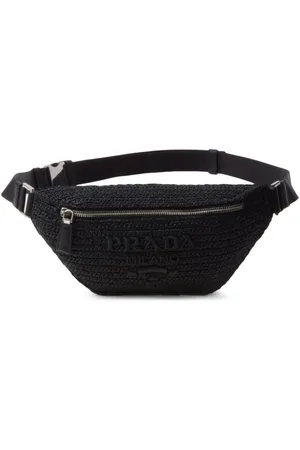 Prada Sac anane en raphia à logo brodé